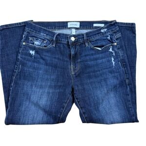 FRAME Le Garcon Crop Slim Boyfriend Jeans Dark Wash Distressed Size 28
